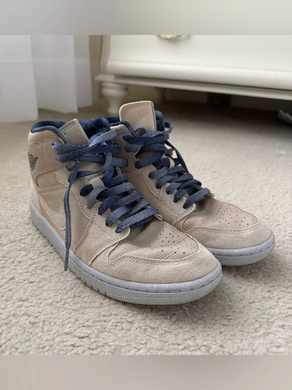 Nike Women’s High-Top Sneakers in Cream with Navy Accents